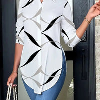 Fashion Long Sleeve Women Shirt White Buttons Tops And Blouses 2024 Spring Casual Office long Top Femme Blouse Print Shirts Natalia Home Fashion   WYQ01-M Natalia Home Fashion