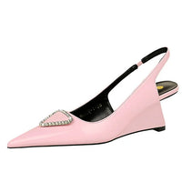 Spring Candy Fashion Pointed Toe Women Pumps Sling back Wedges High Heels Party Prom Mules Shoes