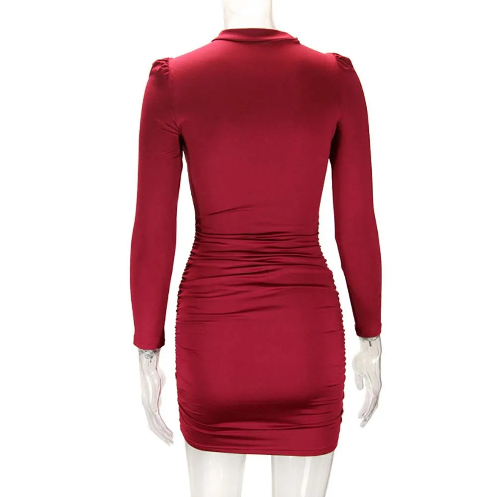 Sexy Slim-fitting Long-sleeved Dress, Bubble-sleeved Medium and Long Women's Bodycon Dresses Plus Size 9XL 8XL 7XL 6XL XXXXXL