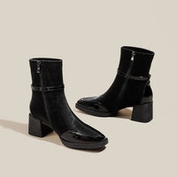 Women's Side Zipper Boot High Heel Short Boot Winter Mid-Calf Boot Chinese Style National Wedding Boot