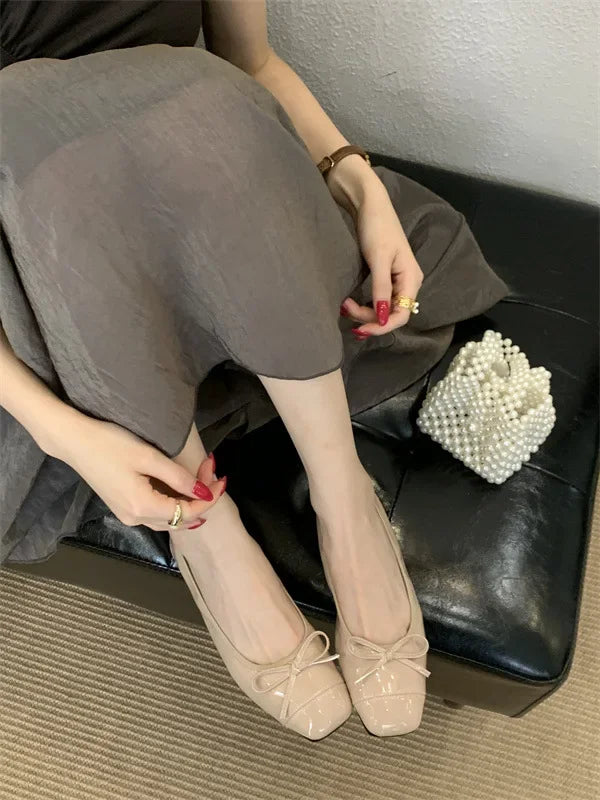 French Vintage Ballet Style Flat Bottom Single Shoes Women's Square Head Soft Bottom Mary Janes