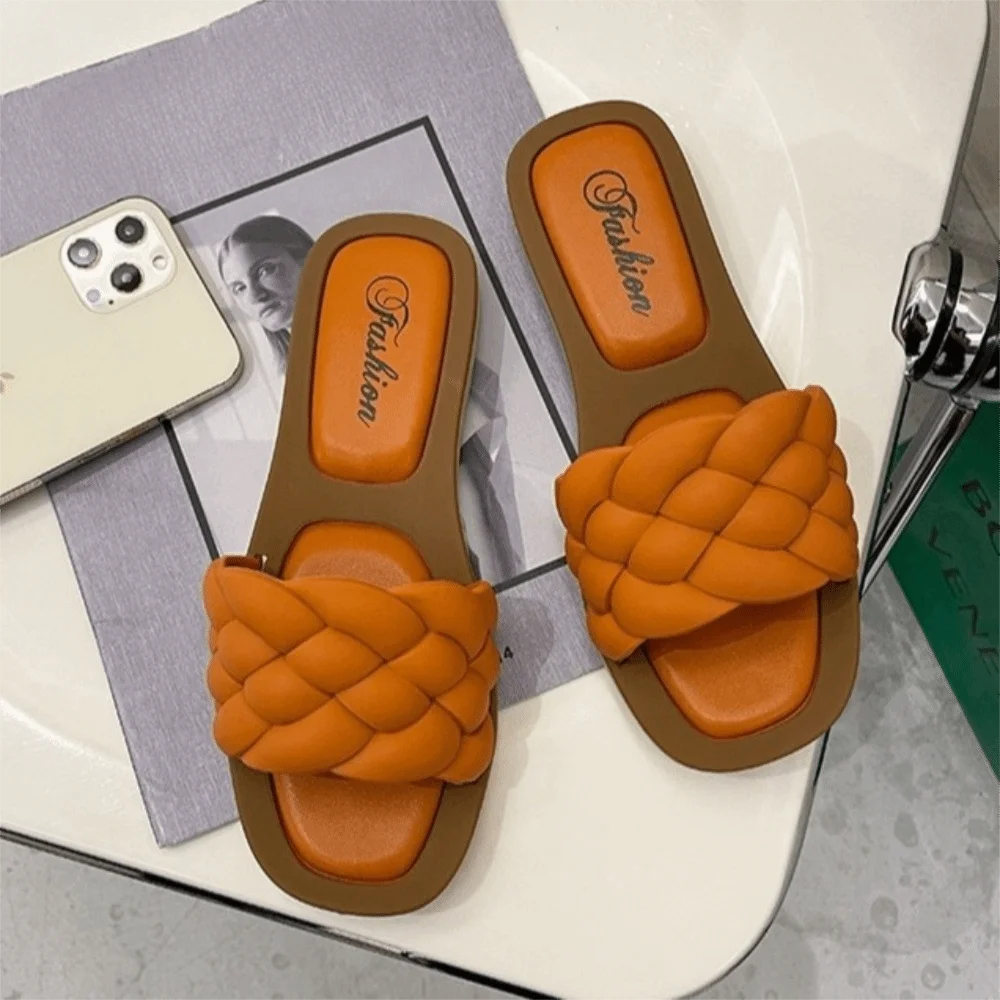 Fashionable PVC Women Slippers Anti-Slip Woven Women Flat Slippers Open Toe Women Dance Shoes Summer Season Slippers - Natalia Home Fashion