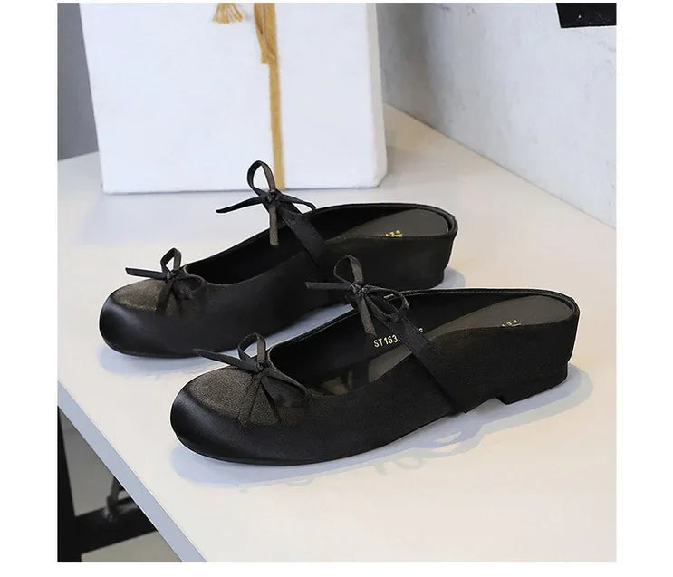 Ladies Slippers Bowknot Silks Satins Women Shoes Round Head Women Sandals Summer Shoes Women Slippers
