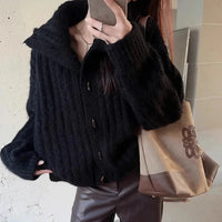 Vintage Soft And Supple Design Sensibility Horn Button polo/turtle Neck Women's Winter Idle Style Loose-Fit Thickened Knitted Ca