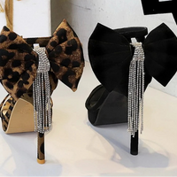 Women's Sandals Bow Chain Narrow Band Platform Sandals Lady Ceremony Party Stiletto Heels 11cm Ankle Buckle and Bow at back - Natalia Home Fashion