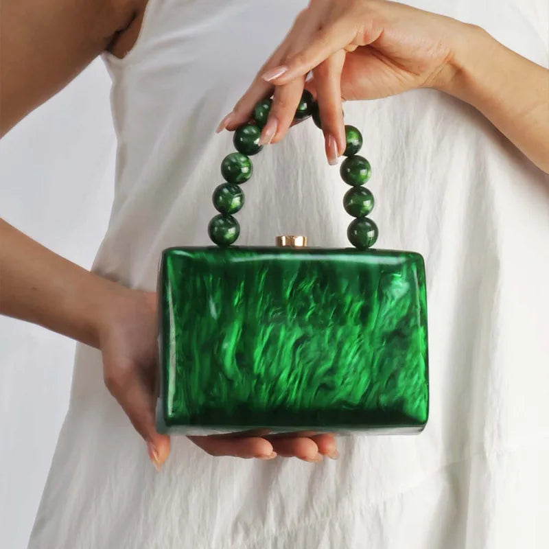 Ladies Acrylic Handbag Fashionable Personality Evening Bag Celebrity Socialite Clutch Bag Urban Minimalist Hard Shell Square Bag