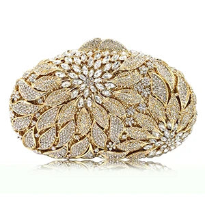 Luxury Crystal Clutch Purse Evening Bags Clutches Rhinestone Women Party Bag Diamond Leaves Shoulder Bags