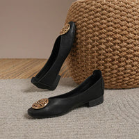 Shoes for Women Retro Ladies Flats Slip on Shoes Loafers Square Toe Shallow Mouth Women Casual Footwear Lightweight