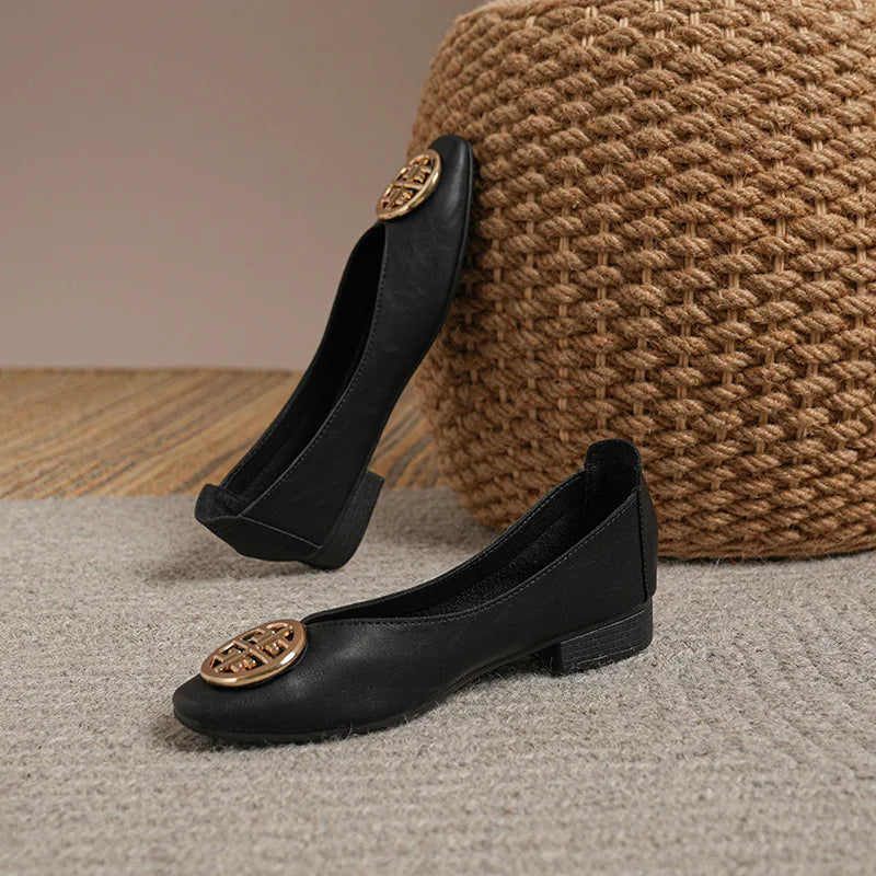 Shoes for Women Retro Ladies Flats Slip on Shoes Loafers Square Toe Shallow Mouth Women Casual Footwear Lightweight