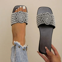 Women's Slippers Summer New Fashion Open Toed  Roman Shoes for Women Rhinestones Sexy Flat Flip Flops Female slippper