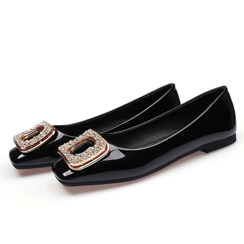 Women's Boutique Flat Shoes with Water Diamond Buckle Flat Bottom Round Head Soft Bottom Fashion Women's Shoes