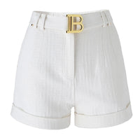 Texture Washed Denim Shorts for Women with Belt Casual Style Quality Jeans Trousers shorts