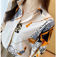 Spring Chiffon Shirt Women's Long-sleeved Printed Color Niche Chiffon