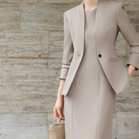 Elegant Professional Suit Dress Two-Piece Set Workwear Beauty Salon Uniform Long Sleeve Formal Outfit Polyester Fiber
