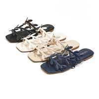 Leaf Pattern Women's Sandals Outdoor Wear New Style Beach Flat Bottom Slip-On Holiday Comfortable Breathable Flats