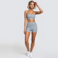 Seamless Yoga Two-piece Set Running Bra Shorts Sports Underwear Beauty Back Fitness Gym 2-piece Short Suit