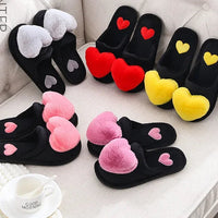 Warm Cotton Slippers Women's Cartoon Peach Heart Design Floor Anti-slip Home Slippers For girls - Natalia Home Fashion