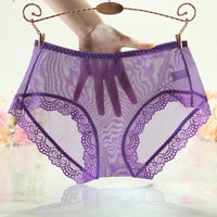 Sexy Women's Transparent Briefs Solid Color Ultra-Thin Mesh Seamless Lace Edge Underpants Underwear Panties Briefs Female