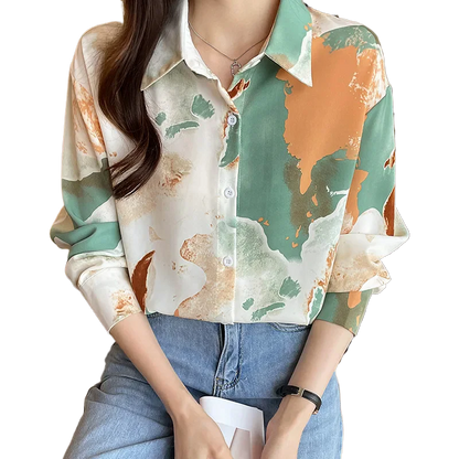 Casual Loose Long Sleeve Shirt for Women Korean Style Blouse Tops