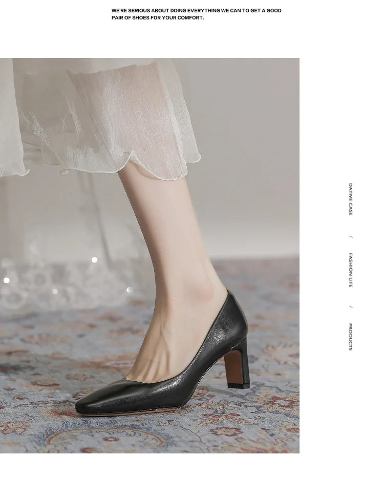 Fashion Patent Leather Women's Pumps Square Toe Stripper Elegant Party Vintage Spring Ladies Shoes