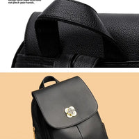 Soft Leather Dual-Shoulder Bag Student Backpack Travel Versatile Women's Bag