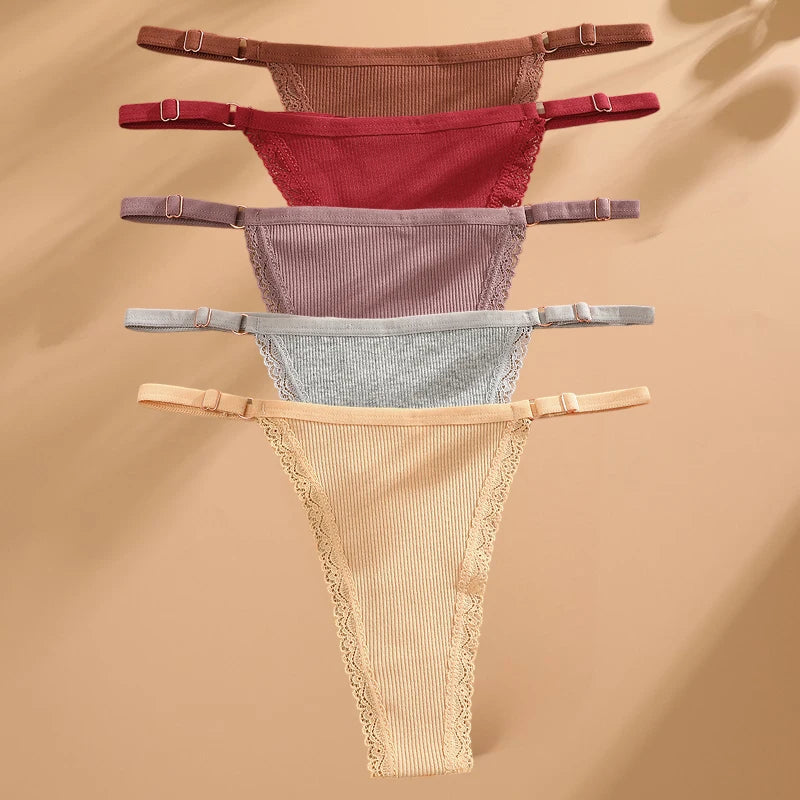 Sexy G-string Panties Cotton Women's Underwear  Adjustable Waist Girl Female Panties Bikini Lady Thongs Lingerie