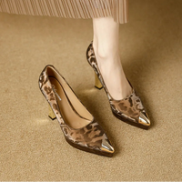 Fashion Women's Shoes Thin Block Heels 11cm Pointed Toe Shallow Mouth Ladies Pumps Party Shoes