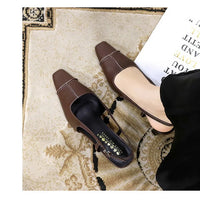 Design Shallow Women Pumps Pointed Toe Sling backs Sandals Elegant Office Work Thin High Heels Shoe Retro Shoes Women