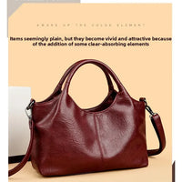 Fashionable Pure Color Basket Handbag Women's Commuter Bag Soft PU Leather Vintage Style Single Shoulder Bag with Internal Zipper