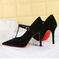 Red Bottoms Buckle Strap Shoes Fashion Pointed Toe Pumps Women Wedding Shoes