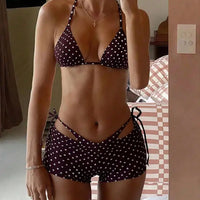 Polka Dot Sexy Bikinis Set Female Swimsuit Women Three-Piece Swimwear Beach Swim Wear Ladies Bathing Suits Bikini Pool Bathing Suit