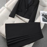 Fashion Office Half Skirt Set for Women Slim Fit Long Sleeved Single Row Two Button Half Skirt Two Piece Set