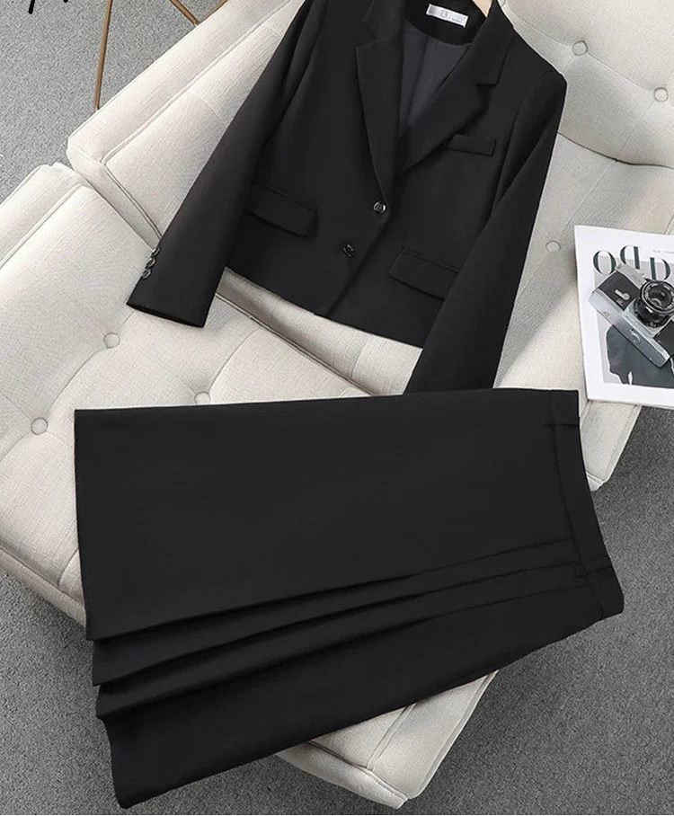 Fashion Office Half Skirt Set for Women Slim Fit Long Sleeved Single Row Two Button Half Skirt Two Piece Set