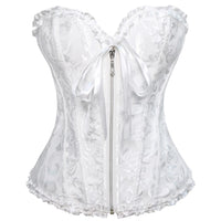 Women Corset Tops Bustier Overbust Floral Lace Tie-Up Strapless Tube Tops Vintage Court Gown Lingerie Bodyshaper Tops Natalia Home Fashion   WHITE-XXL Natalia Home Fashion