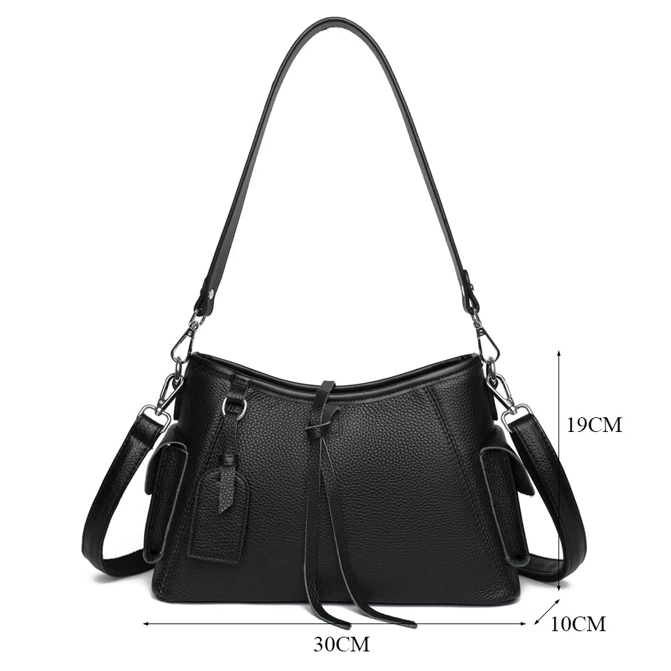Soft Genuine Leather Crossbody Bag Women Fashion Shoulder Bag Large Capacity Handbag and Purse Ladies Cow hide Messenger Bag