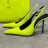 Women Neon Colors Pumps Sling back Sandals High Thin Heel Peep Toe Fetish Prom Shoes Streetwear