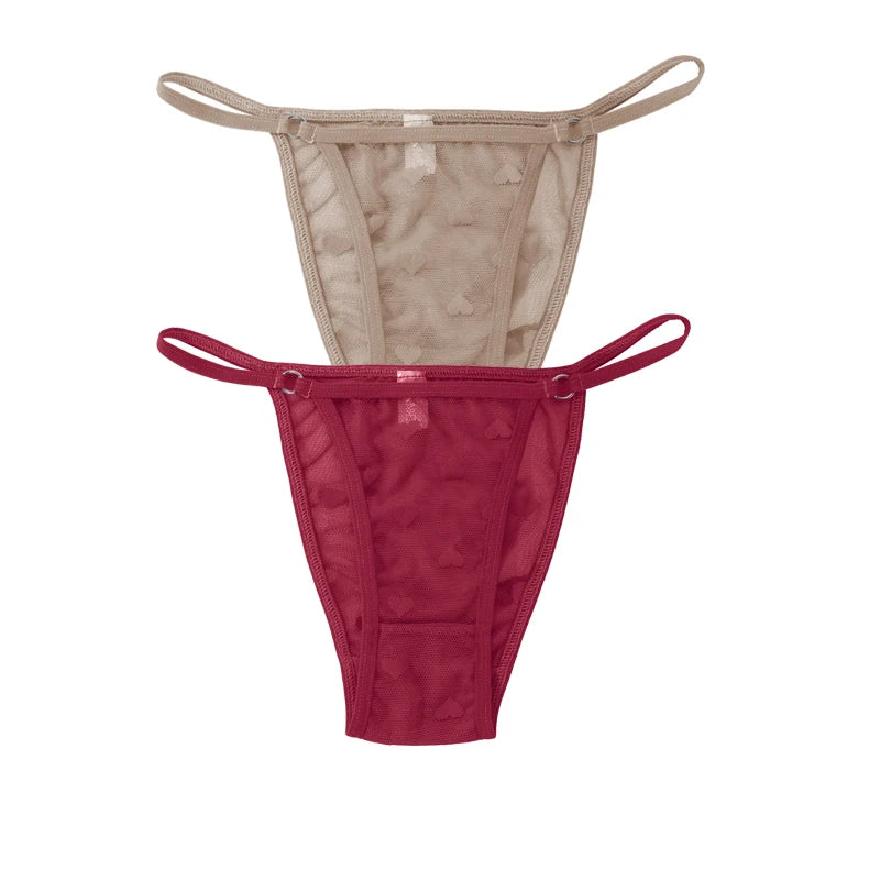 2PC Lace Thongs Panties Women Underwear Sexy Thongs Woman Low Waist Solid Underwear Seamless Female Underpants Lingerie