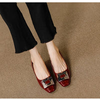 Square Head Kitten Heels Stiletto Women's Shoes Patent Leather Light Mouth French Kitten Heel Shoes