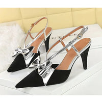 French Style Velvet Pointed Toe High Heels Hollow out Embroidery Butterfly Knot Party Shoes Women's Low Heel Single Shoes