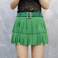 Tassel Short Shorts Women's Diamond Embellished Mid-Waist Dance Denim Hot Pants Outerwear Fashionable Korean Style Sexy