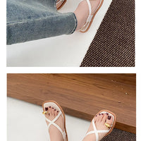 Women's Roman Style Toe-Over Sandals Flat Bottom Outdoor Wear Crossbody PVC Material Anti-Slip Low Heel Footwear