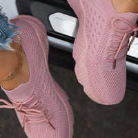 Outdoor Breathable Mesh Shoes Women Lightweight Shock-absorbing Sports Shoes Solid Color Plus Size Women Vulcanized Shoes