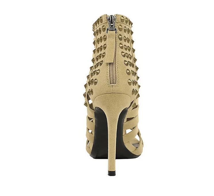 Rivet Roman Shoes, Retro Super High Heel Women's Shoes