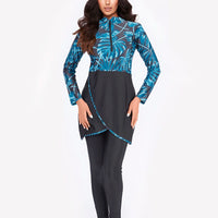 Muslim Swimwear Women Modest Patchwork Hijab Long Sleeves Sport Swimsuit 3pcs Islamic Burkinis Wear Bathing Suit