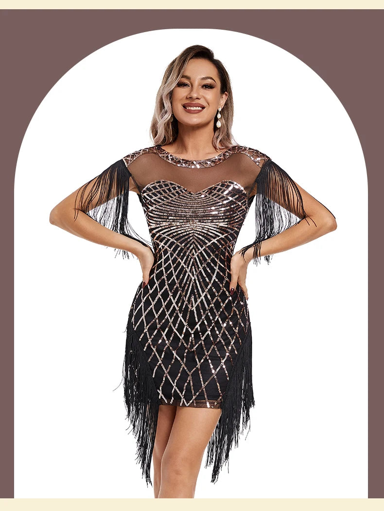 Sequin Retro Dress Embroidered Dress Prom Dress for women