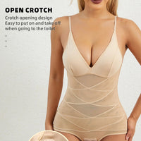 Women Sculpting Bodysuit Cross Compression abs Shaping Briefs Slimming Shapewear Over Bust Deep V Full Body Shaper Tummy Control