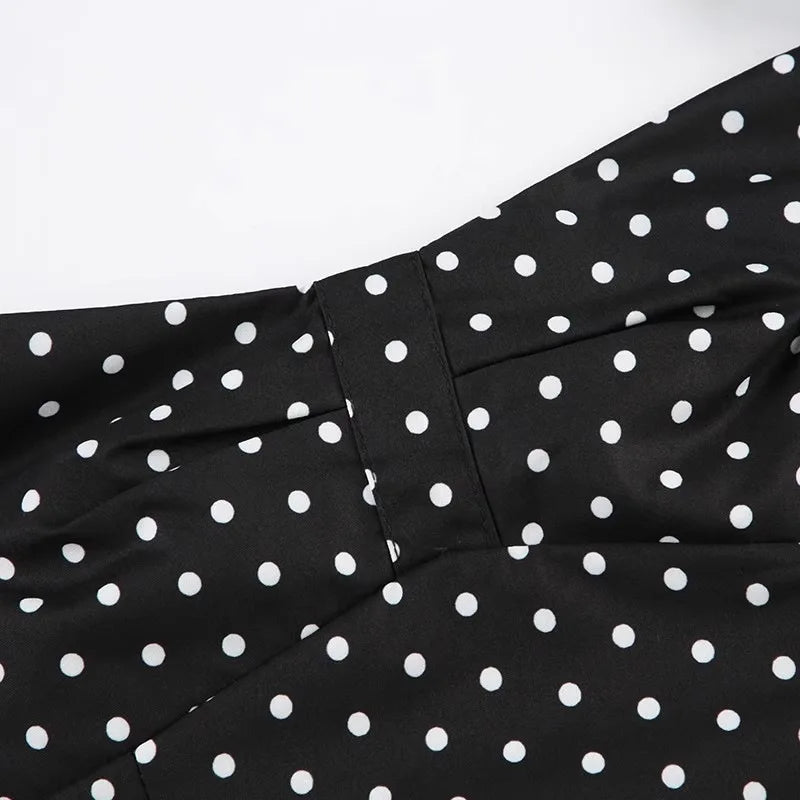 Polka Dot Print Tops Women Halter Low-Neck Bandage Ruffles Backless Sleeveless Skinny Fashion Street Versatile Vest