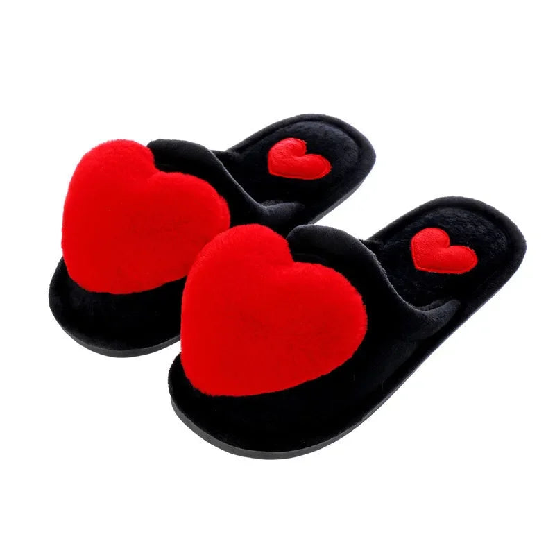 Warm Cotton Slippers Women's Cartoon Peach Heart Design Floor Anti-slip Home Slippers For girls - Natalia Home Fashion