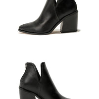 Boots Women Ankle Leopard Mid Heel Shoes Female Slip-On Casual Black Square Heel Booties