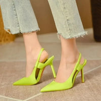 Women Sling back Sandals Pointed Toe Slip on Thin High Heel Ladies Elegant Pumps Shoes Sandals - Natalia Home Fashion